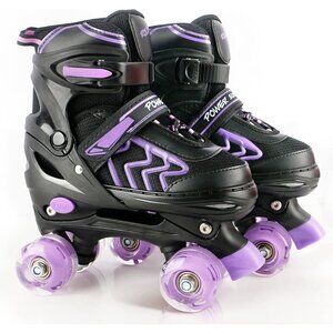 Kids Black Purple Roller Skates Adjustable Skates Youth Wheels Shoes